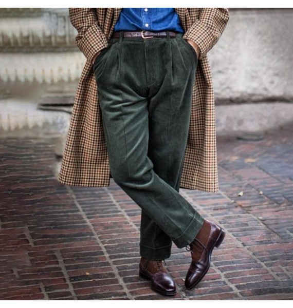 Cssic  Green Men's Corduroy Trousers
