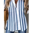 Striped Printed Casual Loose Long Sleeve Blouse