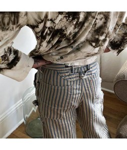 High-waist Striped Carpenter Pants