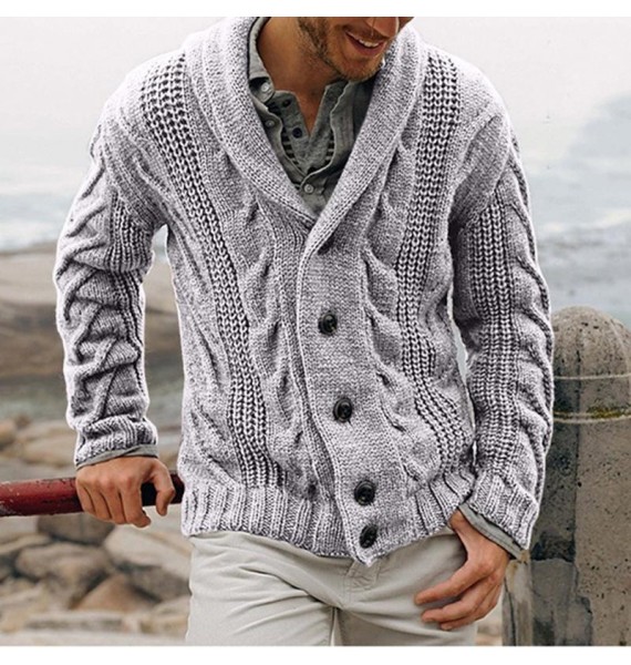 Men's Retro Casual Twisted Knit Cardigan