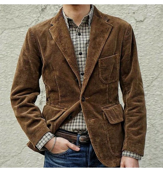 Men's Casual Fashion Solid Color Retro Jacket