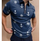 Ocean Print Short Sleeve Polo Shirt