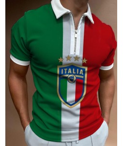 Football Contrast Print Polo Shirt