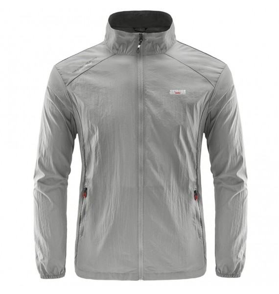 Men's Outdoor Hiking Performance With Pockets Full Zip Long Sleeve Sun Protection Jacket