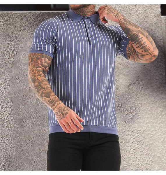 Casual Business Stripe Polo Shirt