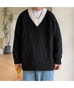 Contrasting V-neck Sweater