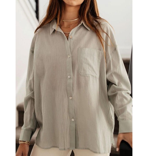 Loose Casual Solid Color Sunscreen Long Sleeve Blouse