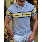Colorblock Slim-fit Woolen Polo Shirt