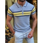 Colorblock Slim-fit Woolen Polo Shirt