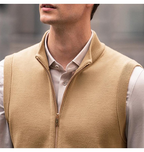 Men's Retro British Style Zipper Wool Waistcoats