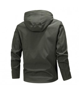 Men's Outdoor Solid Color Windproof Warm Hooded Jacket