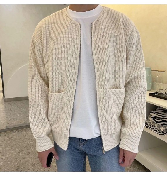 Men's Fashion Loose Casual Solid Color Sweater Cardigan