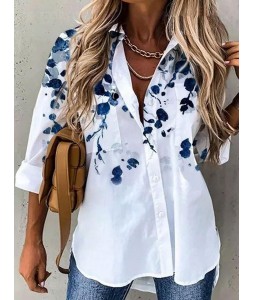 Floral Print Loose Casual Long-sleeved Blouse