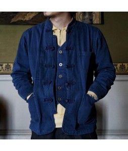 Men's Cssic  Blue Buckle Design Casual Jacket