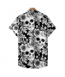 Men's Skull Short Sleeve Beach Shirt