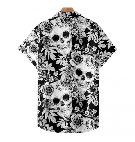Men's Skull Short Sleeve Beach Shirt