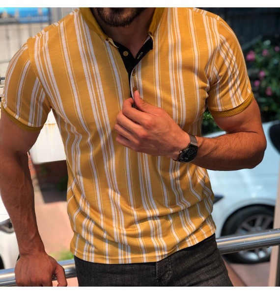 Bi yellow striped polo shirt