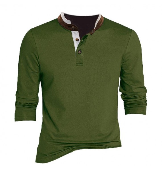 Men's Loose Casual Polo Shirt Solid Color Stand Colr T-Shirt