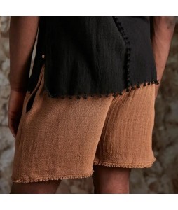 Men's Linen Estic Waist Loose Shorts