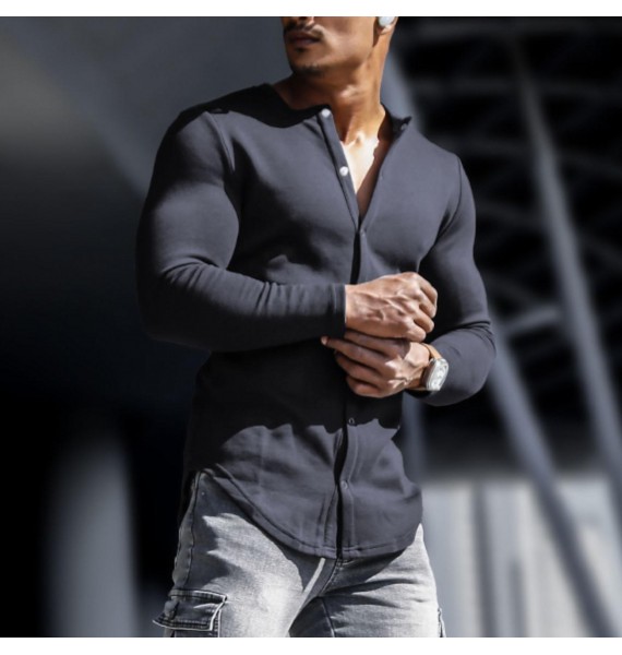 Men's Basic Long Sleeve Top Shirt