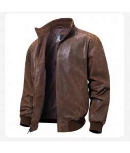 Basic Men's Retro Outdoor American Cold-proof Motorcycle Leather Jacket