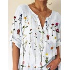 dies V-neck Floral Print Fashion Short-sleeved Blouse