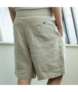 Linen Pleated Tropical Military Cargo Shorts