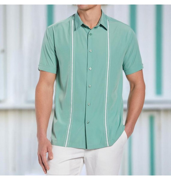 Fashion Casual Men's Contrast Color Short Sleeve Shirt