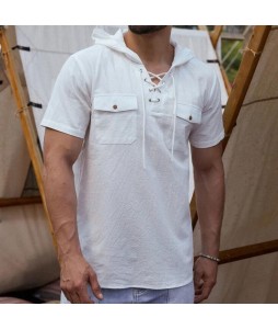 Men Short Sleeve Linen Shirt