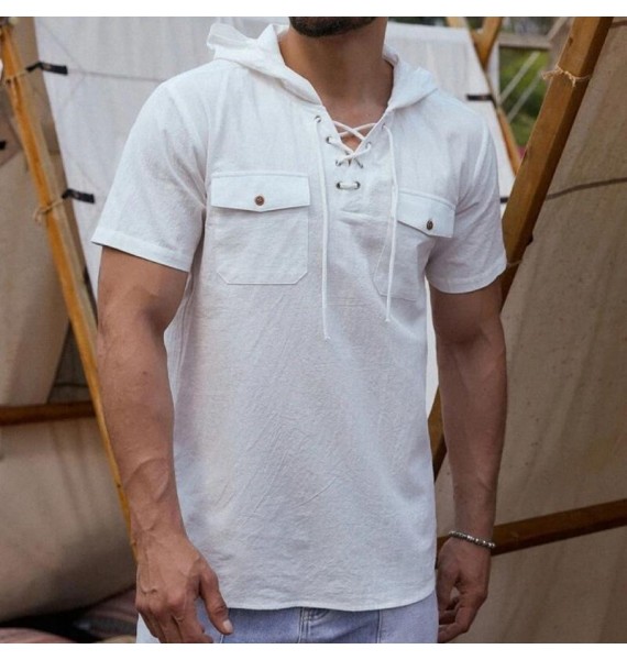 Men Short Sleeve Linen Shirt