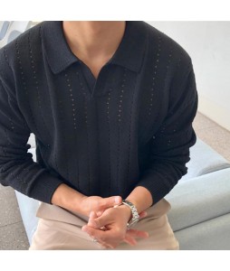 Simple And Fashionable pel Knit Polo Shirt