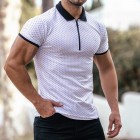 Bck And White Printed Zip Polo Shirt