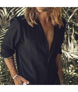 Men's Loose Open Breathable Linen American Shirt