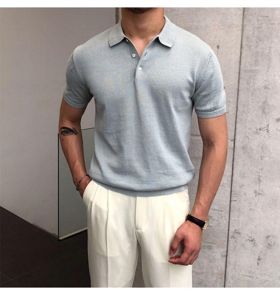 Gentleman Summer Pin Knitted Polo Shirt