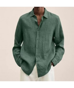 Men's Casual Long Sleeve Cotton Linen Shirt