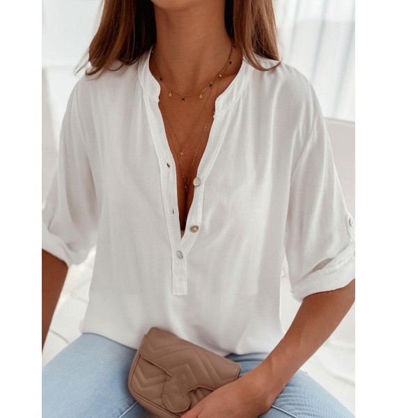 Loose Casual Solid Color Short Sleeve Blouse