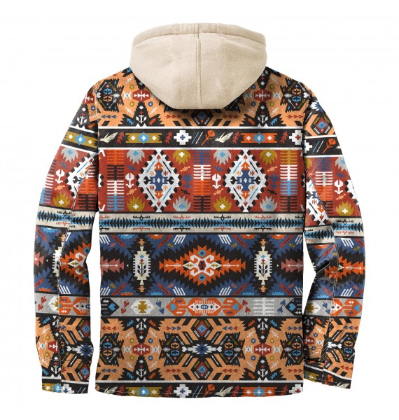 Men's Autumn & Winter Outdoor Casual  Ethnic Print Hooded Jacket