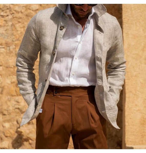 Men's Oversized Linen Simple Loose Suit Jacket