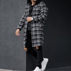 Street Trend Check Textured Single-Breasted Coat