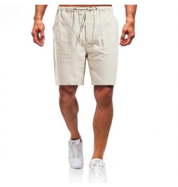 Men's Casual Solid Drawstring Linen Shorts