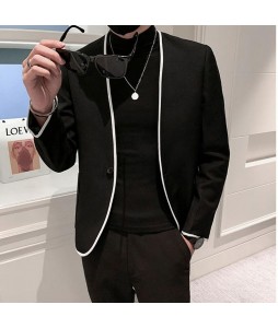 Pure Color V-neck Casual Cardigan Suit