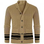 Men's Retro pel Long Sleeve Jacquard Sweater Cardigan