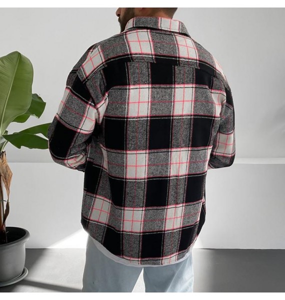 Fall And Winter Men's Casual Check Pattern Jacket