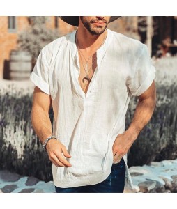 Men's Pin V-neck Short Sleeve Shirt