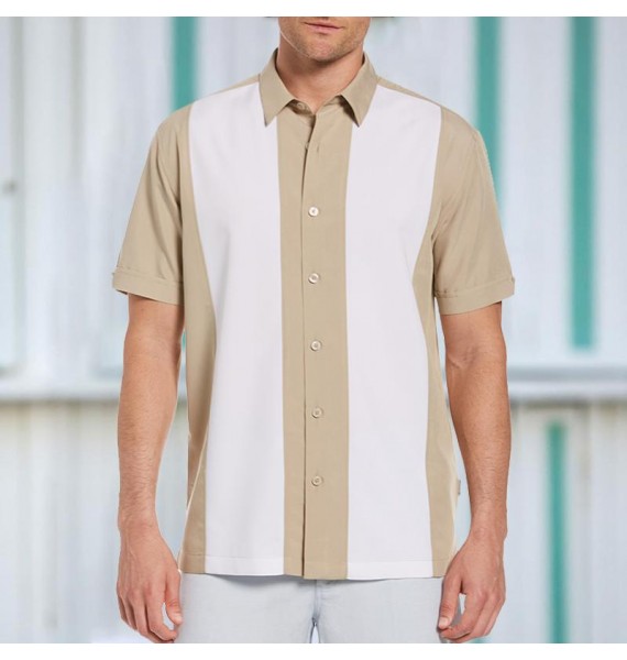 Men's Holiday Casual Color Contrast Short Sleeve Shirt