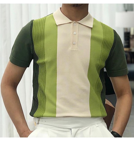 Colorblock pel Short Sleeve Slim Fit Knit Polo Shirt