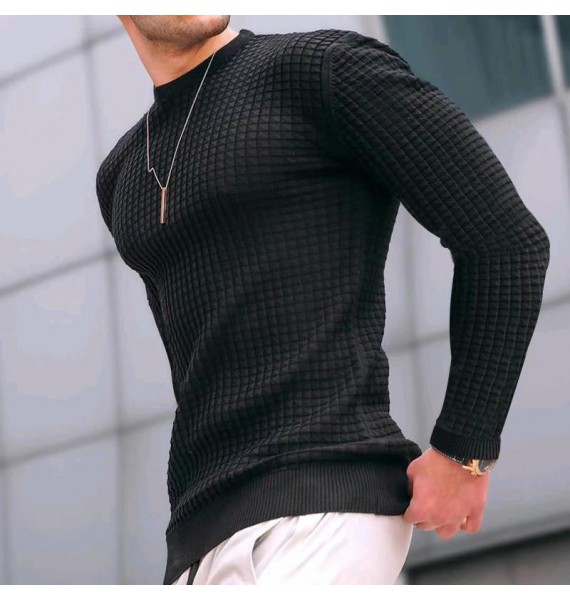 Men's Pullover Knit Long Sleeve Cotton T Top