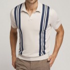 Striped Slim Knit Short Sleeve Polo Shirt