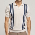 Striped Slim Knit Short Sleeve Polo Shirt