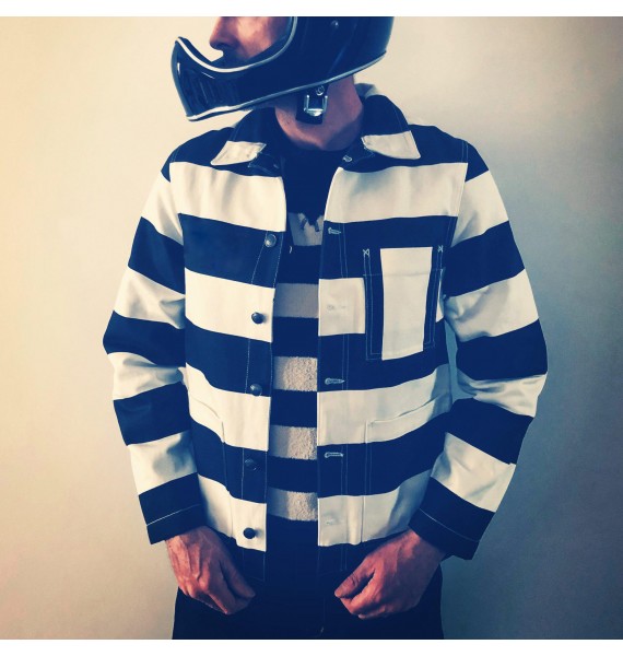 Horizontal striped prison jacket
